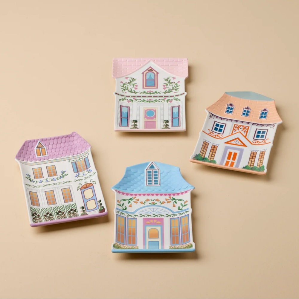 Lenox Spice Village House Accent Plates - Set of 4 - New in Box!
